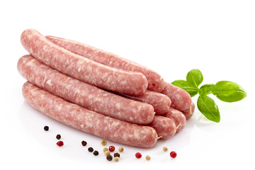 fresh raw meat sausages