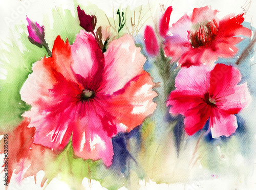 Obraz w ramie Colorful Red flowers