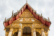 Thai art gold painting on church wood door Bangkok Thailand