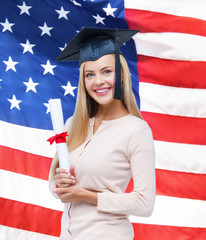 Poster - student in graduation cap with certificate