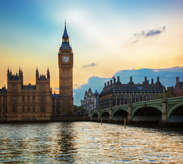 Wall Mural - London, the UK. Big Ben, the Palace of Westminster at sunset