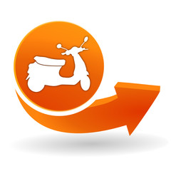 Fotobehang - scooter sur bouton web orange