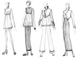 Fototapeta  - range of striped female clothing