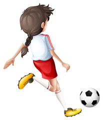 Poster - A girl kicking a soccer ball