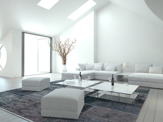 Wall Mural - Awesome white colored Living Room | Interior Architecture