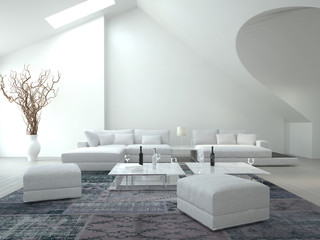 Wall Mural - Awesome white colored Living Room | Interior Architecture