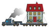 Fototapeta  - Truck delivers the house, vector illustration