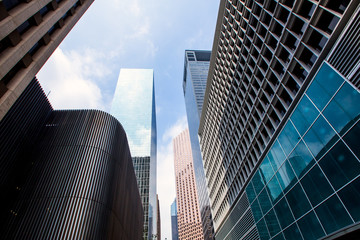 Sticker - Houston downtown skyscrapers disctict blue sky mirror