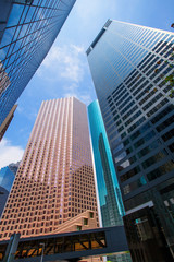 Sticker - Houston downtown skyscrapers disctict blue sky mirror