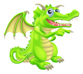 Sticker - Cartoon Dragon Mascot Pointing