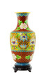 Front shot of classic chinese paint vase isolation on white