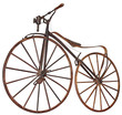 Old wooden bicycle with pedals used 70 years of the 19th century