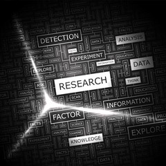 RESEARCH. Word cloud concept illustration.  