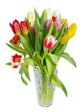 Fototapeta Tulipany - Bouquet of tulips in a crystal vase