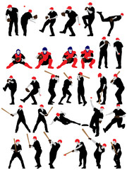 Poster - baseball silhouette set