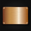 Bronze texture plate with screws, vector illustration