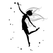 Silhouette Of A Fairy And Stars