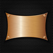 Bronze texture plate with screws, vector illustration