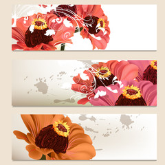 Fototapete - Set of vector floral backgrounds for design