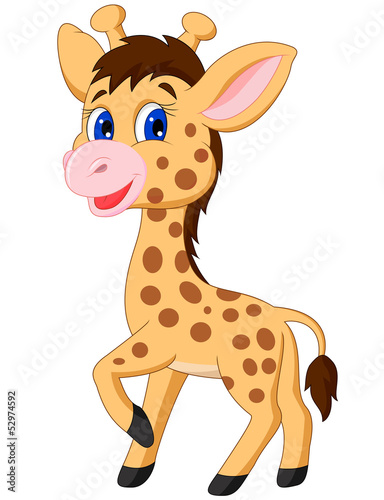 Naklejka ścienna Cute baby giraffe cartoon