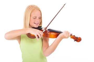 Wall Mural - preteen girl playing violin