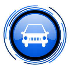 Poster - car circle blue glossy icon