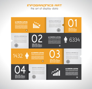 Infographic design template with paper tags.
