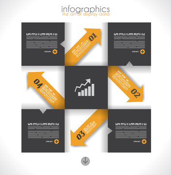 Infographic design template with paper tags.