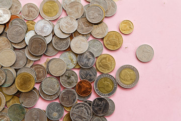 background close up of coins from thailand