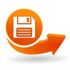 Poster - disquette sur bouton web orange