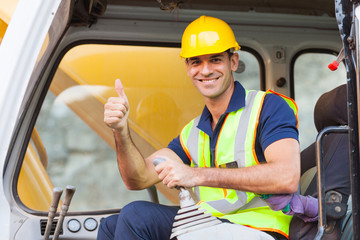 Wall Mural - earthmover operator giving thumb up