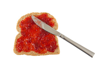 Slice of brown bread with jam