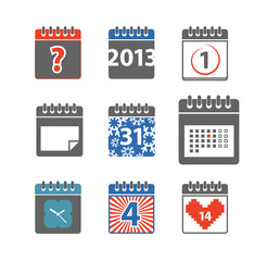 Poster - Different styles of color calendar web icons collection