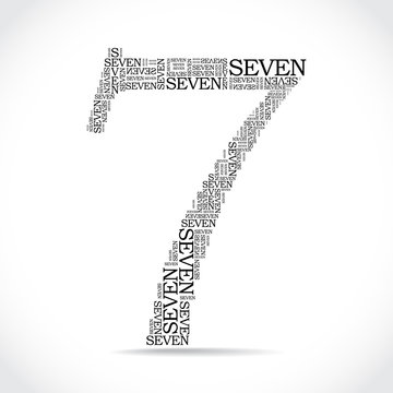 number seven created from text - illustration