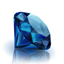 Realistic Sapphire On White Background With Reflection - Eps10