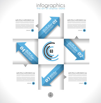 Infographic design template with paper tags