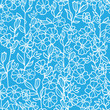 Vector lacey blue and white blossoms seamless pattern background