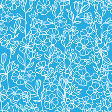 Vector Lacey Blue And White Blossoms Seamless Pattern Background