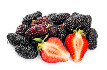 Poster - Ripe strawberry and mulberry