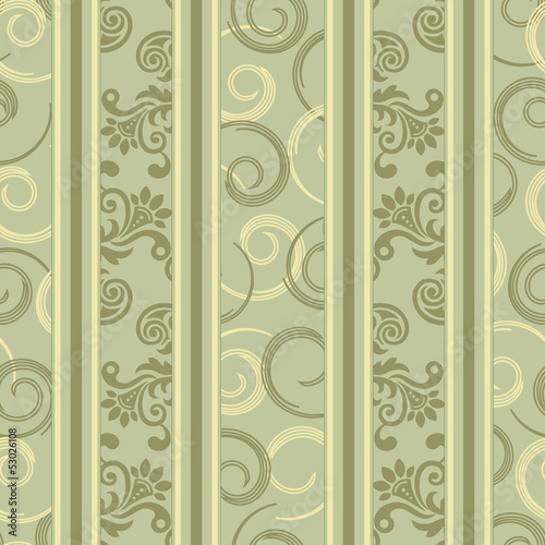 Naklejka ścienna Seamless green ornamental decorative pattern