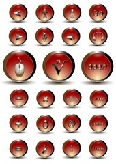 Collection of red glossy buttons  symbols