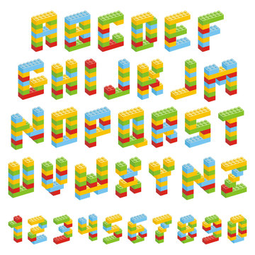Alphabet set made of toy blocks isolated