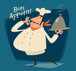 Restaurant chef, retro illustration