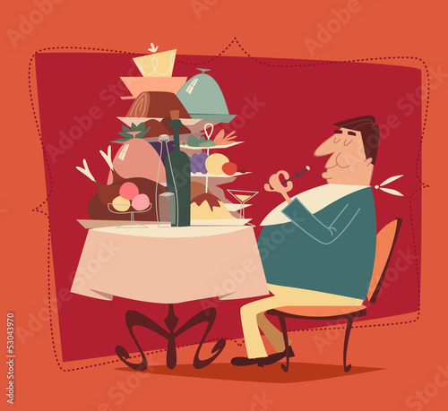 Fotomural Restaurant retro illustration