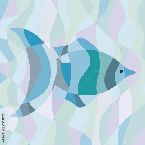 Plakat na zamówienie Abstrakcyjna ryba na teksturowym tle