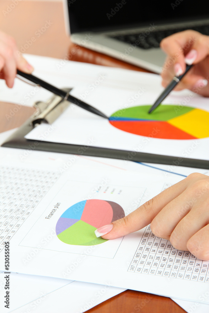 Close up of business people hands during teamwork