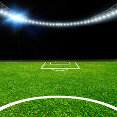 Soccer stadium with thw lights