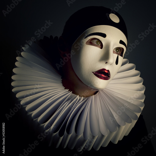 Obraz w ramie Pierrot mask
