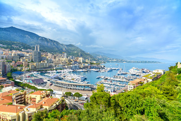 Wall Mural - Monaco Montecarlo principality aerial view. Azure coast. France