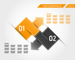 orange square infographic two connected arrows